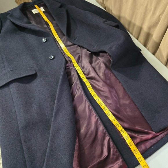 Lanificio Vallombrosa Coat Mens 42R Navy Blue Wool Cashmere Long Preppy - Picture 14 of 15